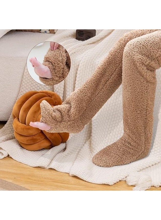 ChicAbode الجوارب الشتوية، جوارب ساقين تيدي، فوق الركبة عالية غامضة حذاء بلوش الجوارب، الجوارب ساق طويلة دافئة فروية للفصل الشتوي مكيف الهواء المنزل اللعب، النوم - Image 3